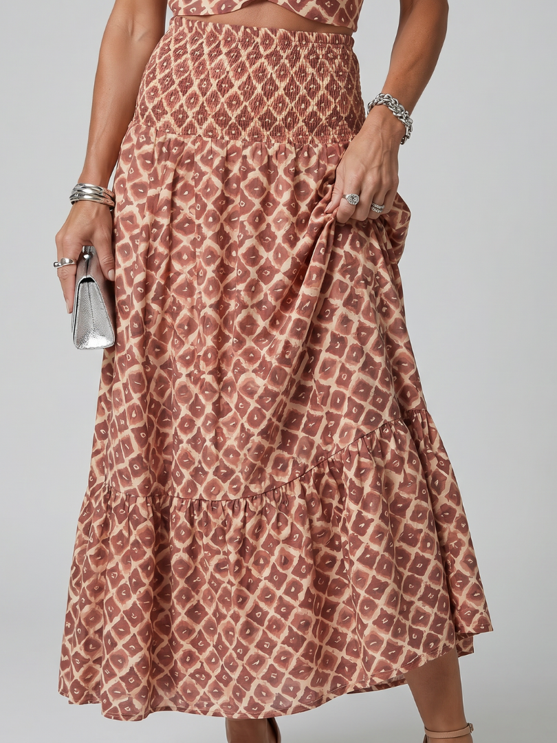 Amira | Vestito midi con scollo incrociato e stampa geometrica