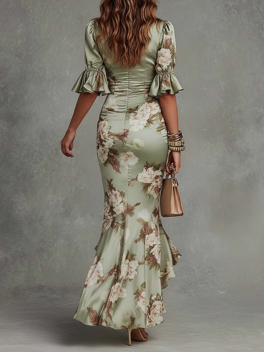 Aveline | Vestito Floreale Con Aperture Arricciato