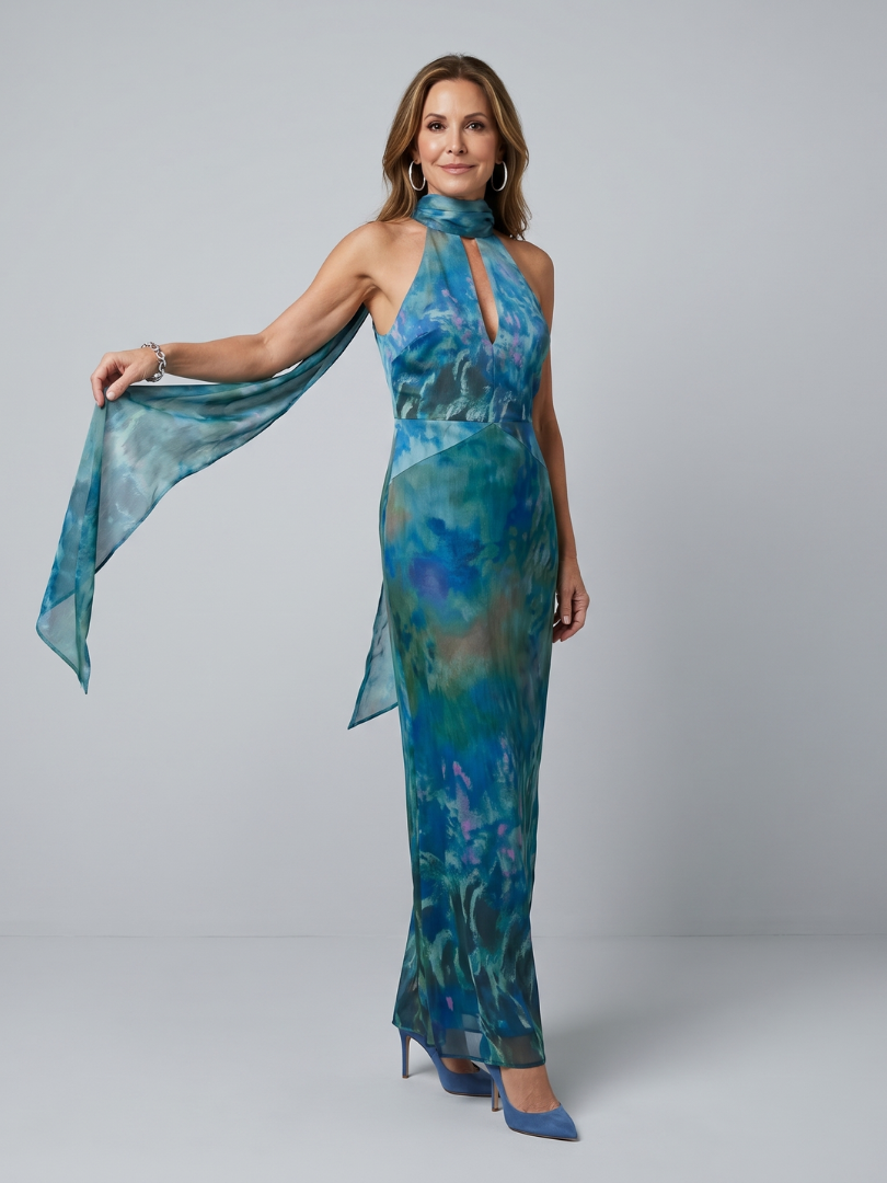 Juniper | Abito Maxi Senza Maniche con Collo Halter a Chiave