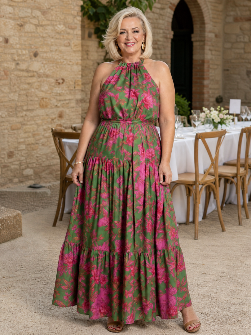 Rowen | Abito Midi con Scollatura Halter Drappeggiata