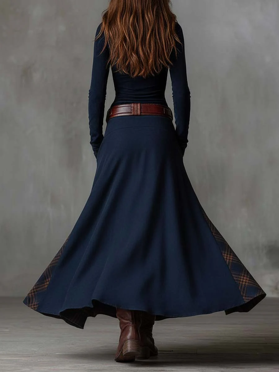Azucena ║ Vestido maxi de ante con cinturón