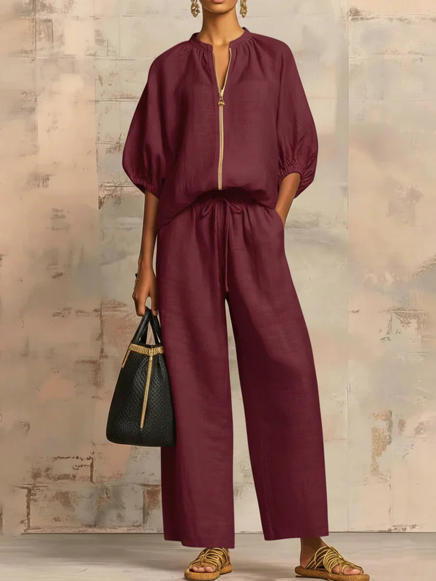 Agnese | Completo di due pezzi: Camicia dallo stile rilassato e pantaloni a gamba larga